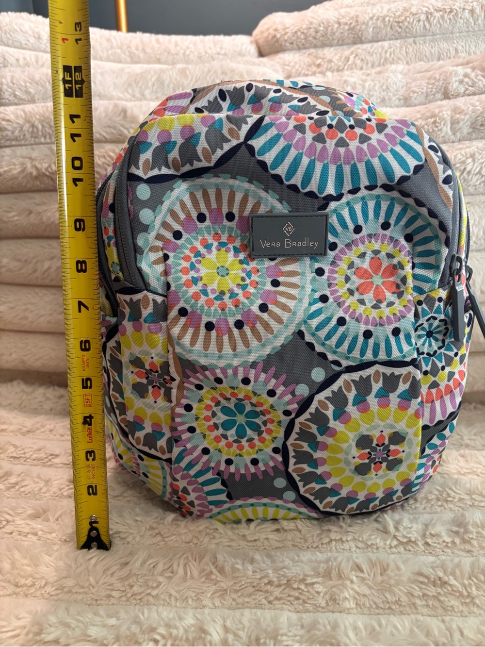 Vera Bradley Gray Backpack with Multicolor Medallion Print - Picture 7 of 7